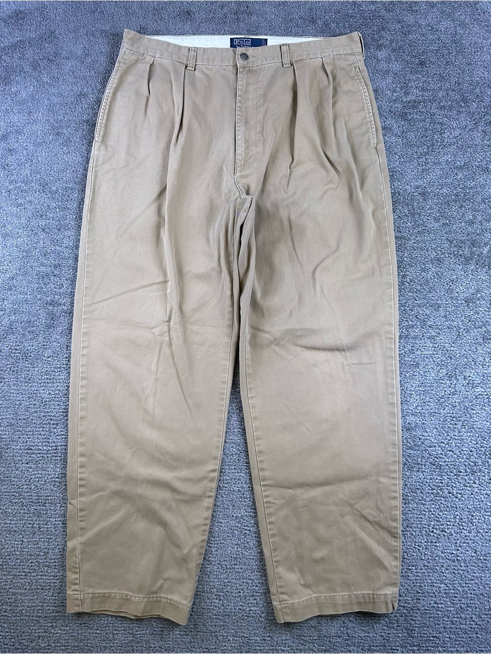 VTG Polo Ralph Lauren Pant Mens 35x31 Khaki Andrew Relaxed Tapered Pleated Chino